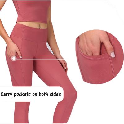 China Wholesale Breathable Abdomen Woman Fitness Gym Push Up Butt Lift Waist Yoga Gaiters Pants With Reticulated Mesh Pockets for sale