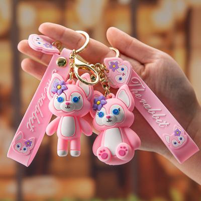 China Custom 3D Cartoon Anime Kawaii Character Rabbit Doll Key Chain Gift Coin Purse Car Key Ring Rubber Metal Promotional Llaveros for sale