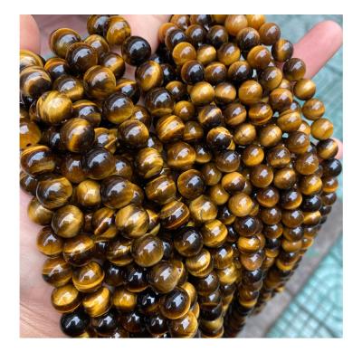 China Wholesale Jewelry Necklace Bracelet Earring Making Round Loose Gemstone Beads 4-14mm Grade 5A Quality Natural Yellow Tiger Eye Stone Beads For Jewelry Making for sale