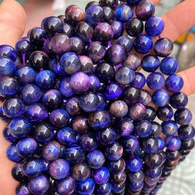 China Making Jewelry Necklace Bracelet Earring Wholesale Smooth Around Multi Color Natural Tiger Eye Stone Loose Beads For Jewelry Making for sale