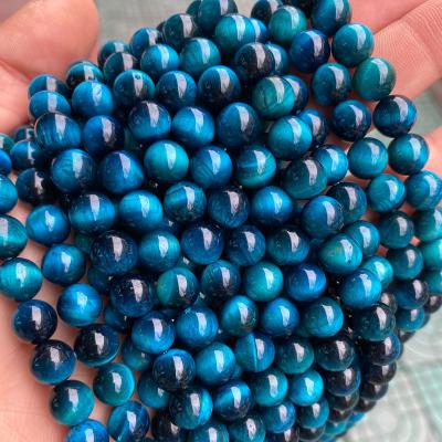 China Wholesale Jewelry Necklace Bracelet Earring Making 4mm 6mm 8mm 10mm 12mm Round Natural Loose Royal Blue Jewelry Bracelet Making Tiger Eye Stone Beads For for sale