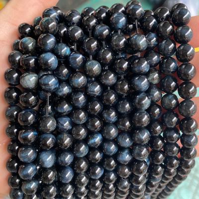 China Wholesale Gemstone Jewelry Necklace Bracelet Earring Making Beads Natural Tiger Eye Stone Round Loose Dark Blue Beads For Jewelry Making for sale