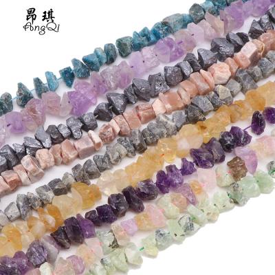 China Making Jewelry Necklace Bracelet Earring Wholesale Medium Hole Natural Raw Stone Freeform Beads Irregular Rough Amethyst/Agate/Fluorite Crystal Beads For Jewelry Making for sale