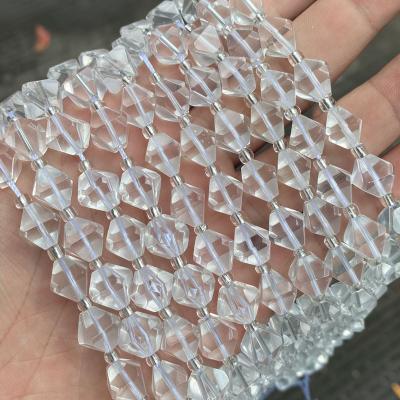 China Making Jewelry Necklace Bracelet Earring Faceted Natural Stone Rhombus Shape White Quartz Stone Crystal Beads Loose Gemstone Beads Clear For Jewelry Making for sale