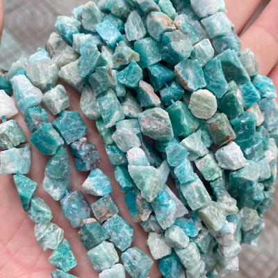 China Making Jewelry Necklace Bracelet Earring Wholesale Natural Raw Stones 8-10mm Amazonite Rough Freeform Irregular Stone Beads for sale