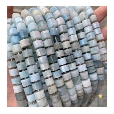 China Jewelry Necklace Bracelet Earring 10mm Making Faceted Natural Blue Aquamarine Beads Loose Cylinder Shape Gem Stone Beads DIY Bracelet Earring For Jewelry Making for sale