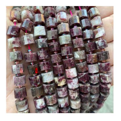 China Jewelry Necklace Bracelet Earring 8mm Making Faceted Plum Blossom Tourmaline Beads Loose Cylinder Tube Natural Gem Stone Beads DIY Flat Earring For Jewelry Making for sale