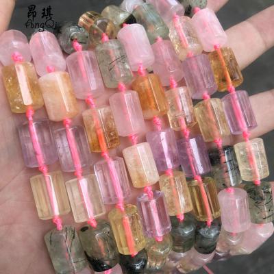 China Making Jewelry Necklace Bracelet Earring Faceted Cylinder Tube Shape Natural Seven Stone Crystal Beads Superb Jewelry Wholesale Crystals Healing for sale