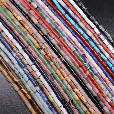 China Making Jewelry Necklace Bracelet Earring Wholesale 5x2mm Cylindrical Howlite/Lapis/Tiger Eye /Jade/Amazonite Tube Stone Loose Beads For Bracelet DIY for sale