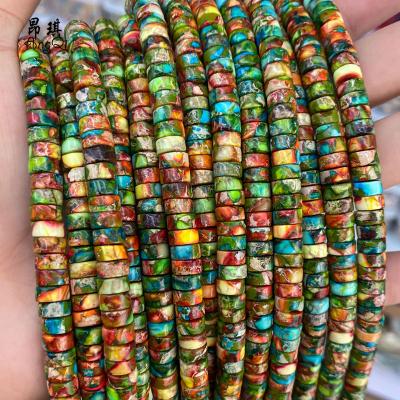 China Jewelry Necklace Bracelet Earring 3x6mm Abacus Making Beads Colorful Sea Sediment Imperial Stone Beads Rondelle Gemstone Beads For Jewelry Making for sale