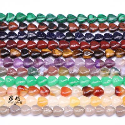 China Wholesale Heart Shape Natural Smooth Stone Jewelry Necklace Bracelet Earring Making Beads 10mm Gemstone Loose Beads For Jewelry Making DIY for sale