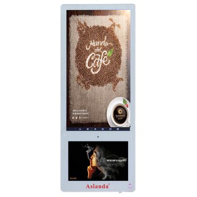 China Elevato Advertising Double Screen Display Indoor LCD Screens 18.5 Inch And 10.1 Inch Elevator Wall Mounted Digital Signage For Multimedia Advertising Media Player WIFI for sale