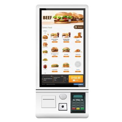 China McDonald's/KFC 24inch Smart Self-Service Order Payment Touch Screen Kiosk with 80mm Thermal Printer and QR/Barcode Scanner Show LCD Screen for sale