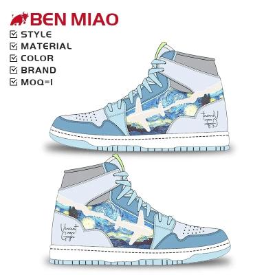 China Cushioning Custom High Cut Retro Logo Odm Genuine Leather Manufacturer Women Men Private Label Sport Basketball Shoes Sneakers for sale