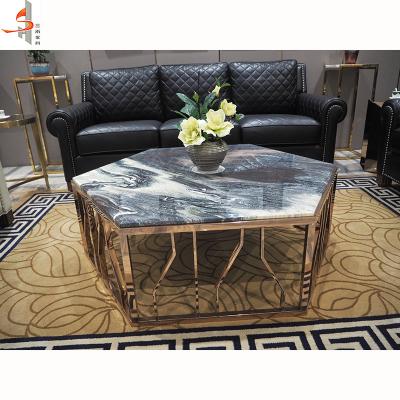 China Morden modern steel tea table with marble top for sale