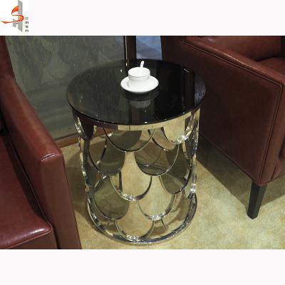 China Indoor Morden Luxury Mirrored Glass Round Coffee Table for sale