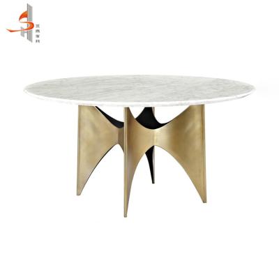 China Modern Top Luxury Hotel Restaurant Furniture OEM/ODM White Marble Top Round Dining Table for sale