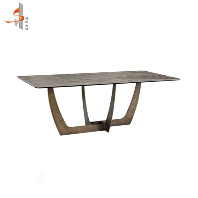 China Modern Italian Modern Hotel Furniture OEM Marble Top Iron Base Dining Room Table 4 Seater for sale