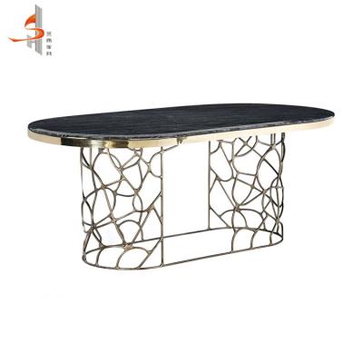 China Italian modern furniture custom 4 seater black modern marble top dining table for hotel for sale