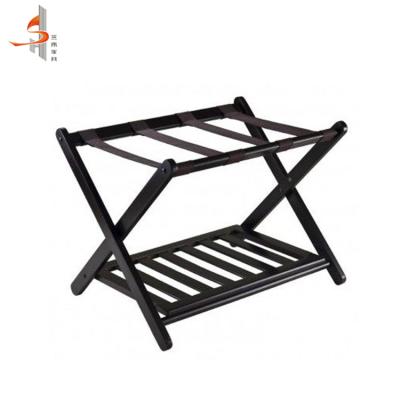 China Modern Custom Solid Wood Folding Wooden Luggage Rack With Shelf For Hotel Living Room for sale