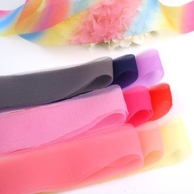 China Thin Crafts Diy Cotton Crepe Flower Light Bow Decoration Polyester Handmade Diy Woven Ribbon for sale