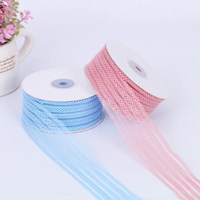 China Elastic Strength Low Cost 3.8cm Stretch Clothing Underwear Accessories Polyester Fiber Lace Hair Band Mesh Yarn Ribbon for sale