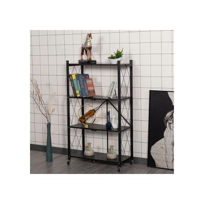 China Sustainable Folding Storage Shelf Free From Carbon Steel Foldable Home Kitchen Racks Multifunctional Racks for sale