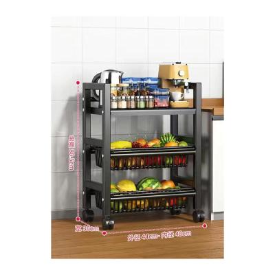 China Durable Three Floor Iron Kitchen Fruit Vegetable Storage Basket Removable Black Square Storage Not Easy To Deform Storage Racks for sale