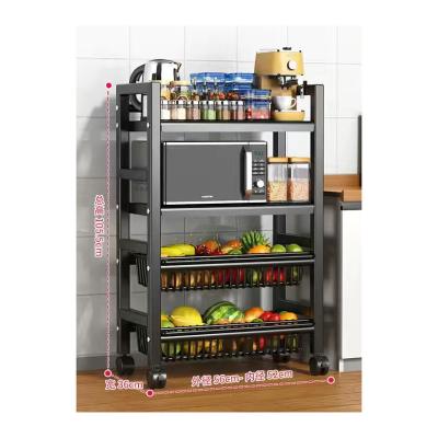 China Sustainable Multi-Layer Metal New Multi-Function Floor-to-Ceiling Kitchen Storage Vegetable Rack With Large Capacity for sale