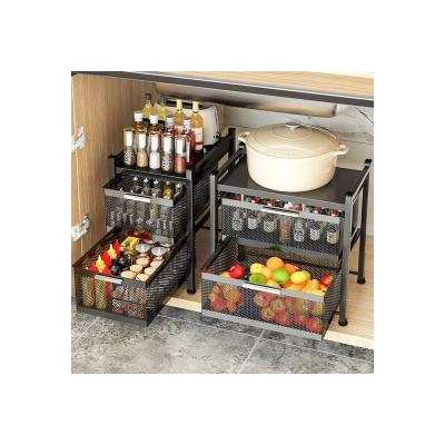 China Viable Household Storage Rack Kitchen Snack Rack Bedroom Shelf Sundries Frame Basket Storage Pull-Out Rack for sale