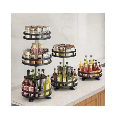 China Hot Sale 360 ​​Household Carbon Steel Multifunctional Spice Rack Kitchen Rack Viable Storage Shelf for sale