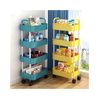 China Kitchen Multi-Layer Mobile Plastic Vegetable Trolley Furniture Shelf Kitchen Household Food Cart Storage Multi-Layer Shelf Rack for sale