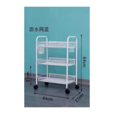 China Nordic Simple Portable Storage Basket Vegetable Style Wholesale Metal Furniture Viable & Fruit Basket Rolling Cart Stand for sale