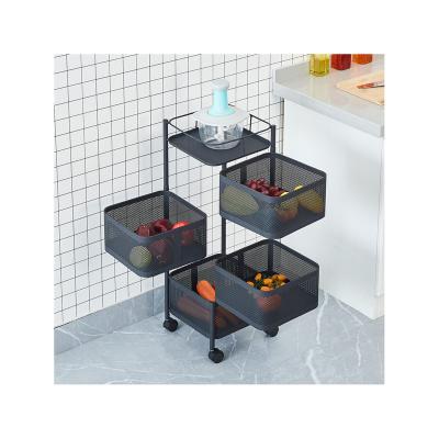 China Kitchen Shelf Rotating Carbon Steel Storage Rack 360 Rotate Kitchen Organizer Punch Free Spice Viable Black for sale