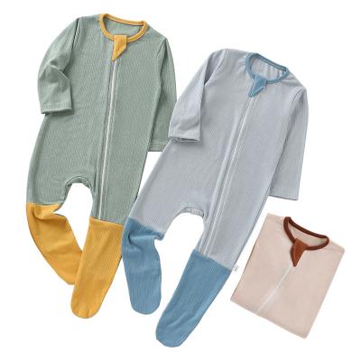 China Anti-wrinkle four seasons pure cotton baby overalls solid color stitching long-sleeved baby clothes for sale