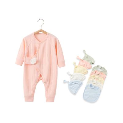 China Wholesale Breathable Autumn Baby Overalls With Hood Suit Pure Cotton 3 Piece Baby Romper for sale