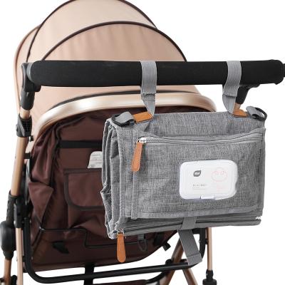 China New Gray Diaper Pad Customized Water Resistant Diaper Bag Stroller Baby Waterproof And Anti-dirty Hanging Bag for sale