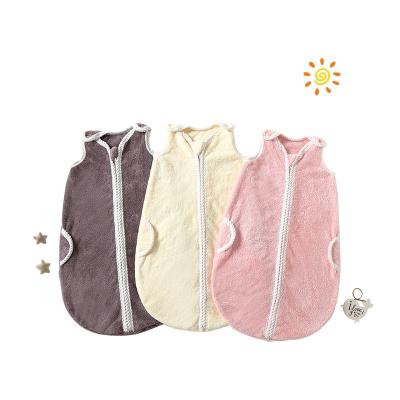 China Autumn And Winter Fleece Infant Sleeping Bag Anti-Kick Zipper Baby Breathable Coral Thickened Sleeping Bag for sale