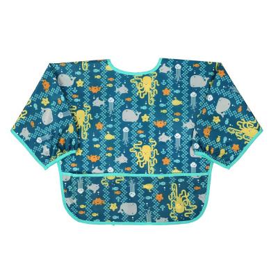 China Long Sleeve Baby Bibs Disposable Waterproof Baby Painting Dresses Cute Pattern Baby Bibs for sale