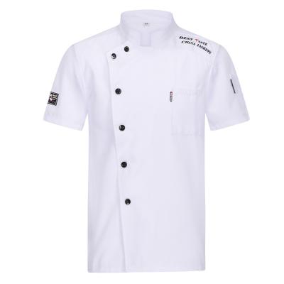 China restaurant & Cheap white black white bar chef uniform coat with pocket chef uniform jacket custom logo for sale