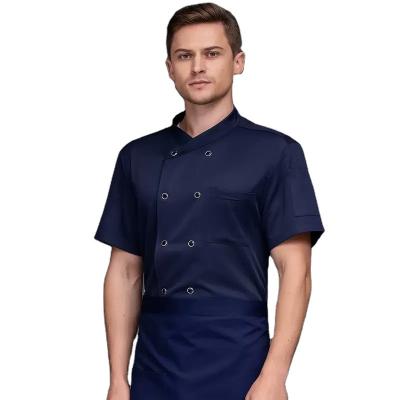 China restaurant & Wholesale Summer Bar Short Sleeve Solid Color Chef Uniform Restaurant Catering Unisex Chef Uniforms for sale