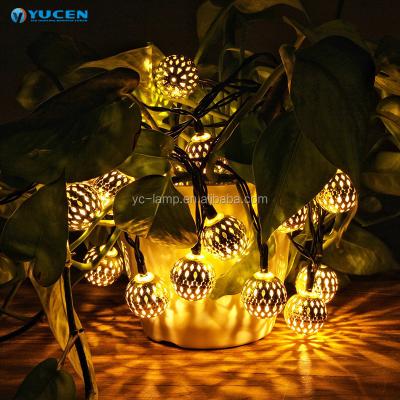 China Home Indoor/Semi-outdoor/Outdoor Wedding Party 10 LED Battery Operated Gold Moroccan Ball String Light for Indoor Decorations for sale