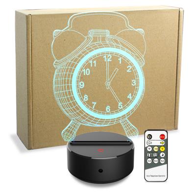 China Hot Sales 4.5-5V USB Eco-friendly Wholesale Switch 3D Alarm Clock Acrylic Night Light For Kids Room Table Desk for sale