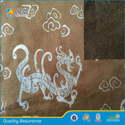 China Antistatic Wholesale Tan Silver Hot Stamping Suede Fabric For Sofa for sale