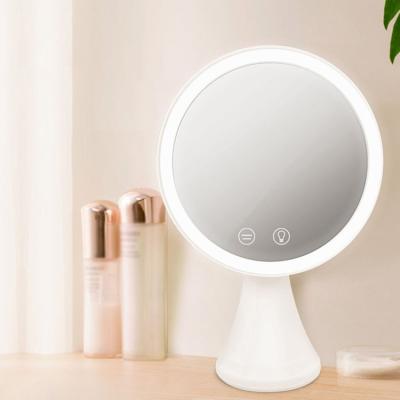 China Amazon Hot Selling Round USB Vanity Mirror Lighted Chargeable Makeup Magnifying Led Makeup Mirror With Light for sale