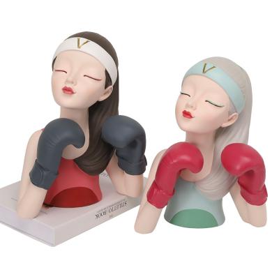 China China factory direct wholesale resin open cute girl statue girl figurine cartoon boxing home decoration for sale