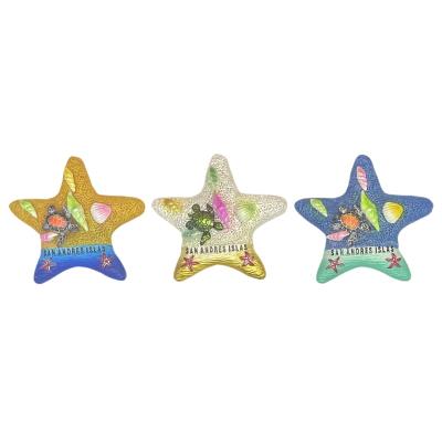 China Shape OEM Custom 3D Ocean Style Resin Fridge Magnets Souvenir Starfish Resin Fridge Magnets for sale