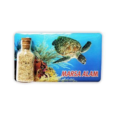 China Factory Wholesale Custom Creative Drift Bottle Magnet 3D Underwater World Sea Turtles Fridge Magnet Decoration Durable for sale