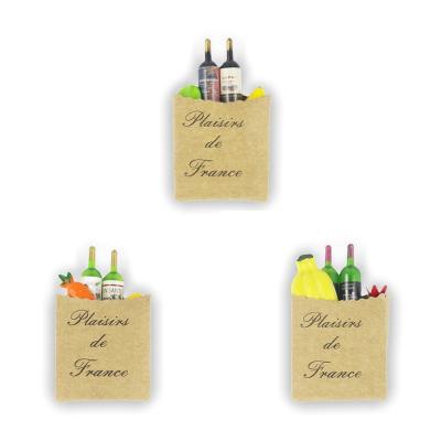 China Shape Makers Wholesale Custom Mini Creative Paper Bag Wine Bottle Home Decor 3D Fridge Magnet for sale