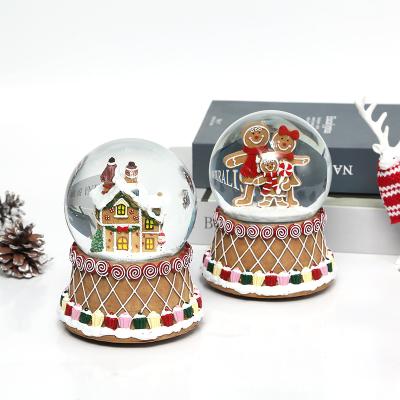 China Artificial Custom Resin Open Crystal Ball Water Balls Musical Box Snow Glass Globe Wholesale Christmas Gifts for sale